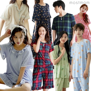 모스트맘 3만원이상 40%쿠폰할인 온가족 홈웨어 냉감쿨링 파자마 인견 캐릭터/체크/플라워 원마일웨어